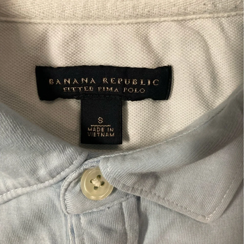 Banana Republic Men’s Light Blue Small Fitted‎ Pima Polo Shirt